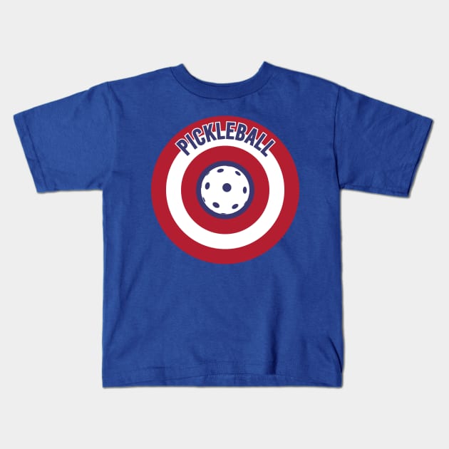 Pickleball - Captain America Kids T-Shirt by RykeDesigns